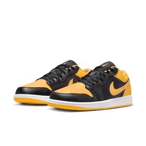 Nike Air Jordan 1 Low Black/Yellow Ochre-White 553558072 Men Shoes Sneakers 9.5